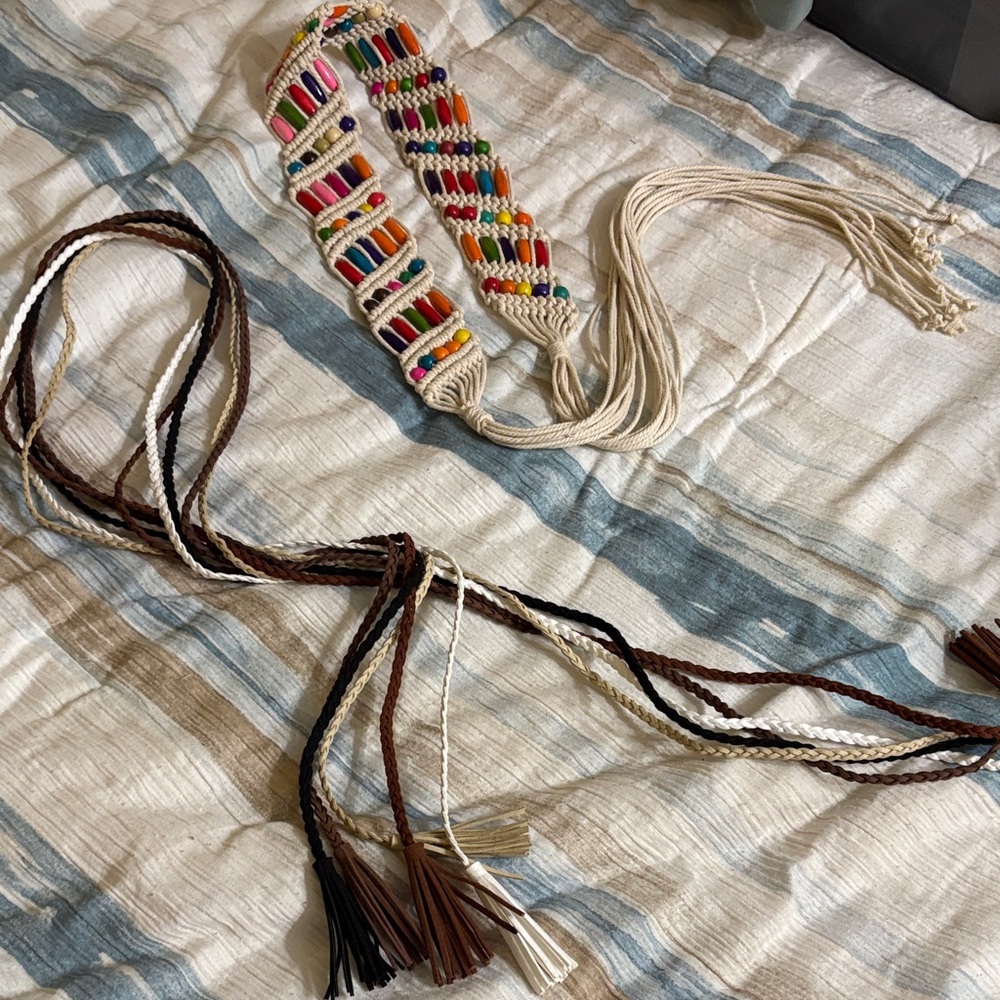 Colorful Woven Belts with Tassels